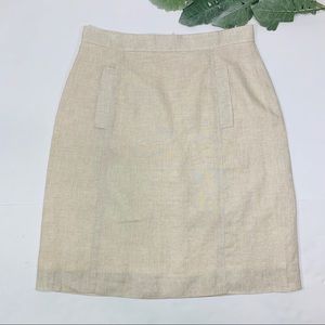 BROOKS BROTHERS | 346 Tan 100% Linen Pencil Skirt